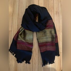 Black and Gold Scarf with Tassles